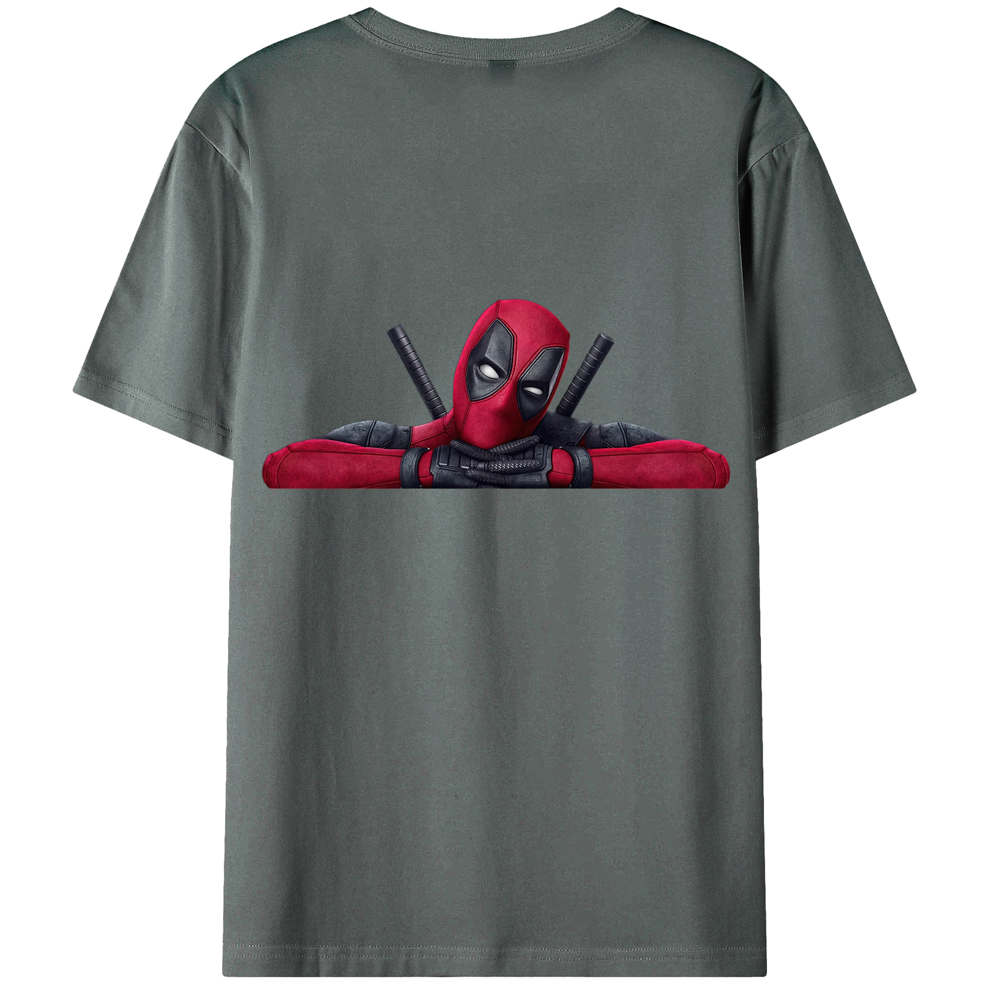 （画像用） Deadpool デッドプール 綿100％ メンズ半袖Tシャツ（バックプリント） 通気性